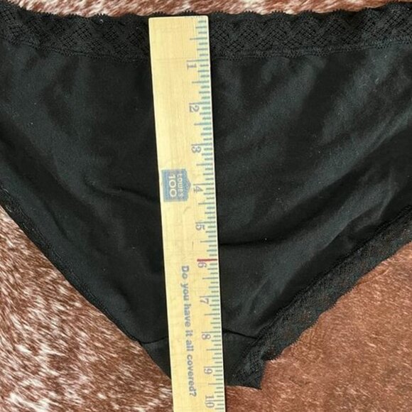 Natori Soft Stretch Lace Trim Brief Underwear Black Cotton Medium - Picture 7 of 8